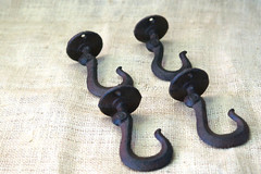 4 Ceiling Hooks Hanging Plant Hook Rustic Cast Iron 4 1/2″ Coat Tow Chain Hanger