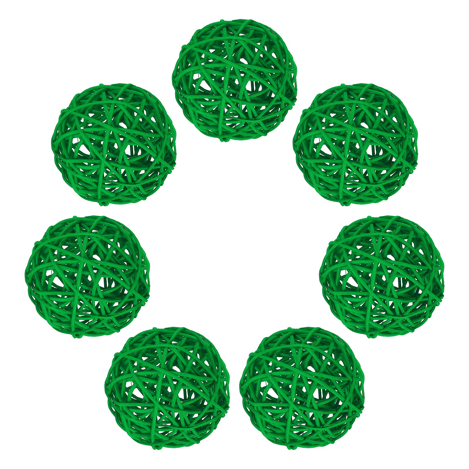 7Pcs Wicker Rattan Balls, 2.75 in Dia Rattan Decorative Balls, Green gallery