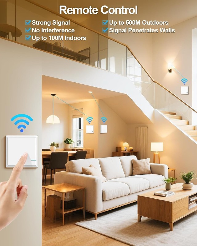 Wireless Light Switch and Receiver Kit, Waterproof, Outdoor 1969ft Indoor 13... gallery