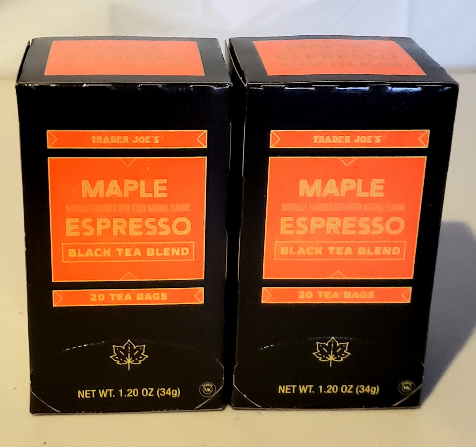 Two Boxes Trader Joe's Maple Espresso Black Tea Blend (20×2=40 Tea Bags) gallery