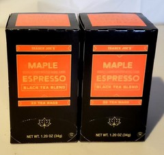 Two Boxes Trader Joe’s Maple Espresso Black Tea Blend (20×2=40 Tea Bags)