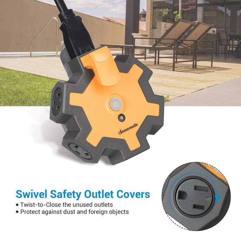 DEWENWILS Extension Eord with Multiple Outlet Covers Outlet Extender W/ 5 Outlet gallery