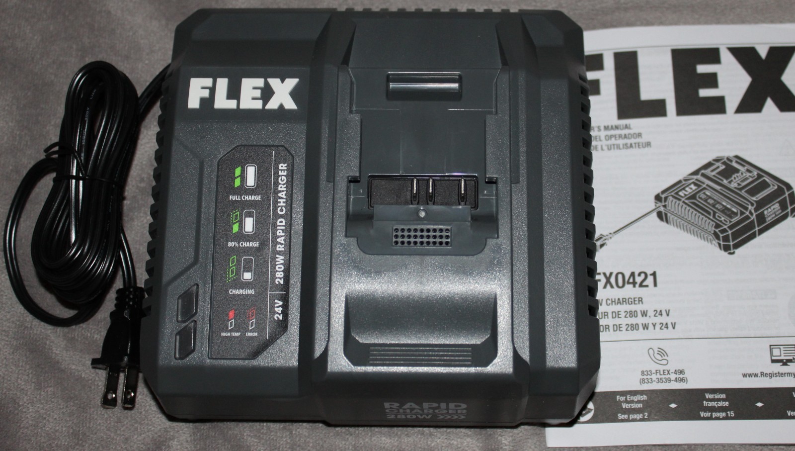 FLEX High Power 280W 24 Volt Rapid Charger 24V FX0421 Built In Processor NEW gallery