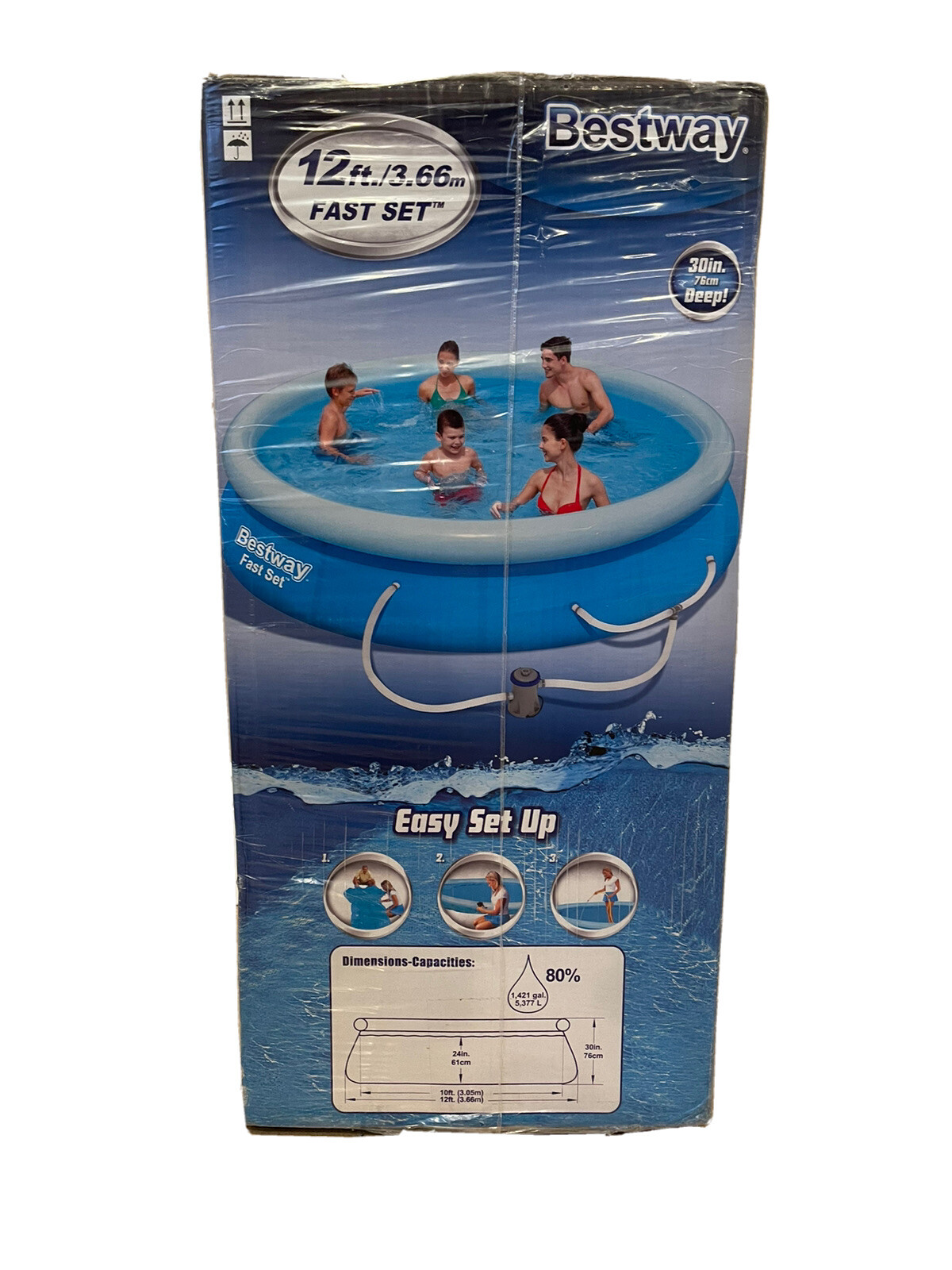 Bestway Fast Set Pool 12ftx30in Inflatable Above Ground Swimming Pool with Pump gallery