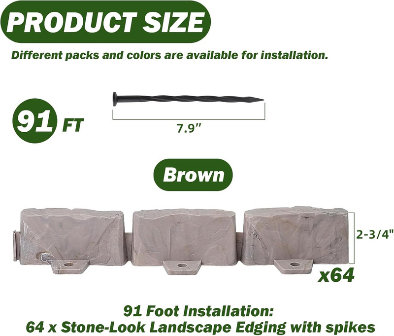 Landscape Edging Garden Edging Border Faux Stone Edging,91Ft X 2.75 in Tall Deco gallery