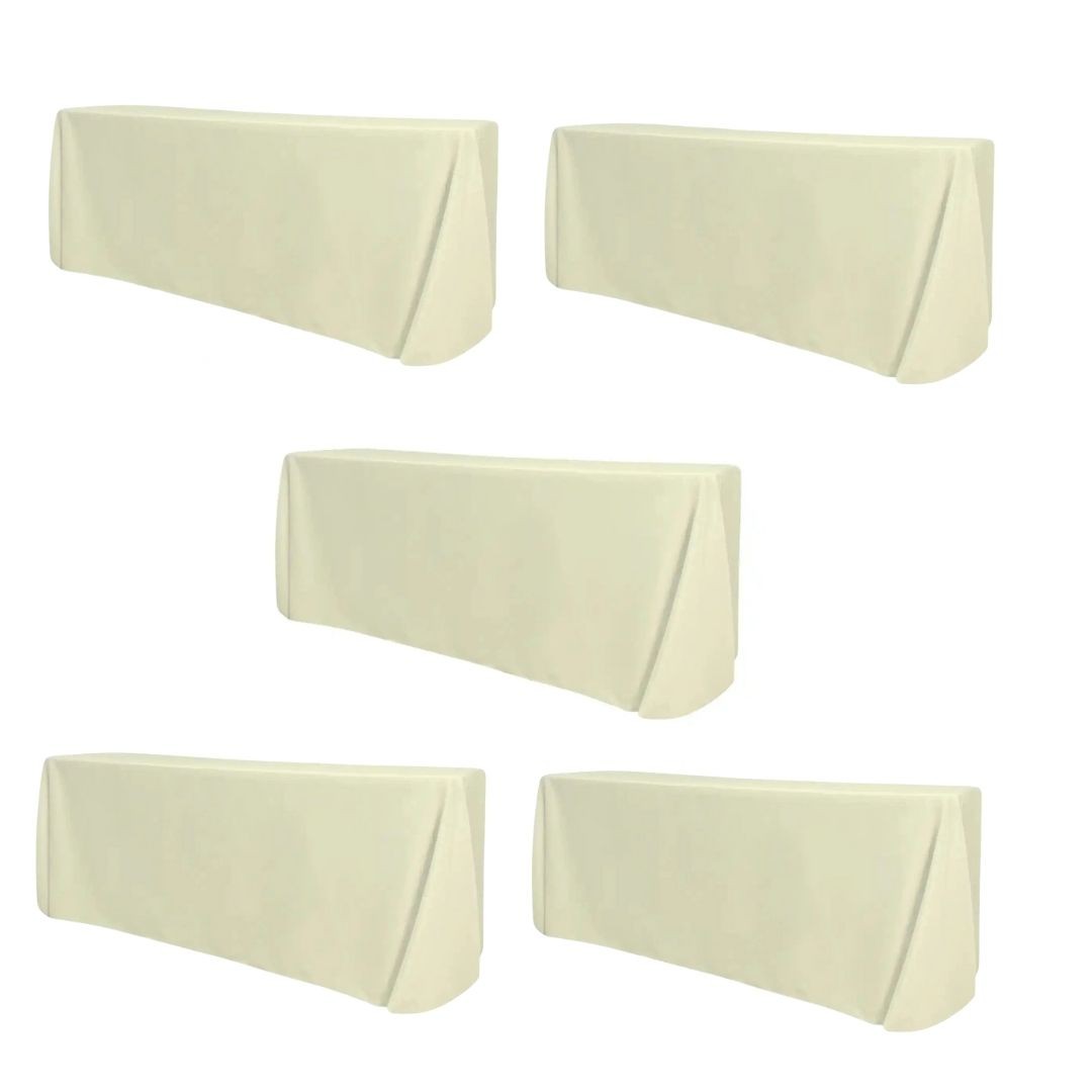 5-Pack Ivory Polyester Rectangle Tablecloth 190gsm 90" x 132" by Chivari gallery