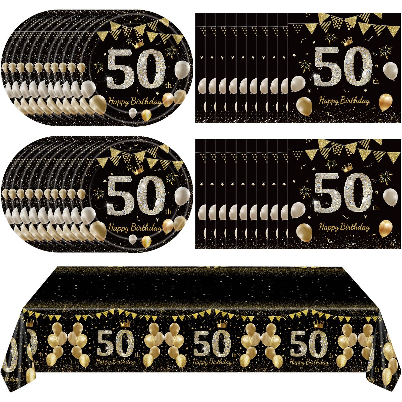41Pcs 50th Birthday Decorations for Men Women Black Gold 50 Year Old Birthday gallery