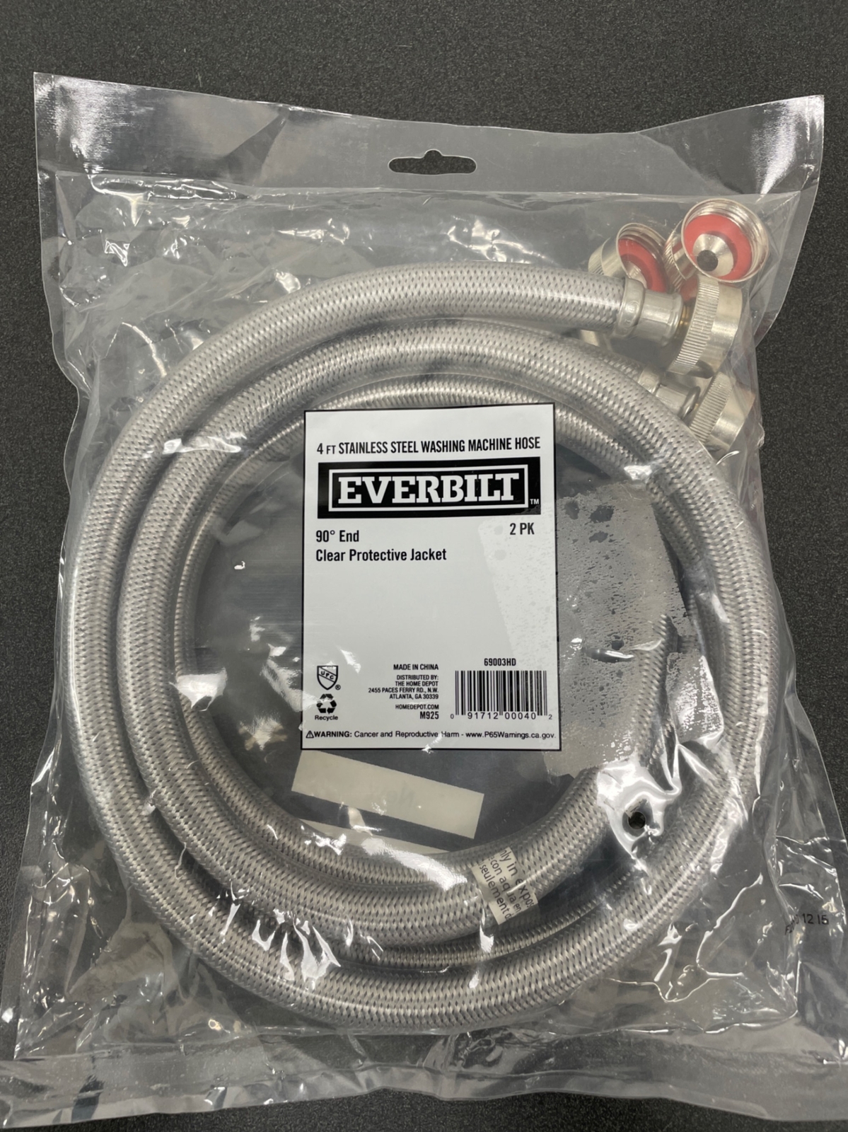 Everbilt 69003HD 4 ft. Coated SS Washing Machine Connector (2-Pack) gallery
