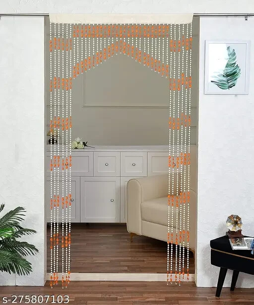 AFSN Polyvinyl Chloride Fancy Sparkling Striped Beads String Door Curtain 7 Feet gallery