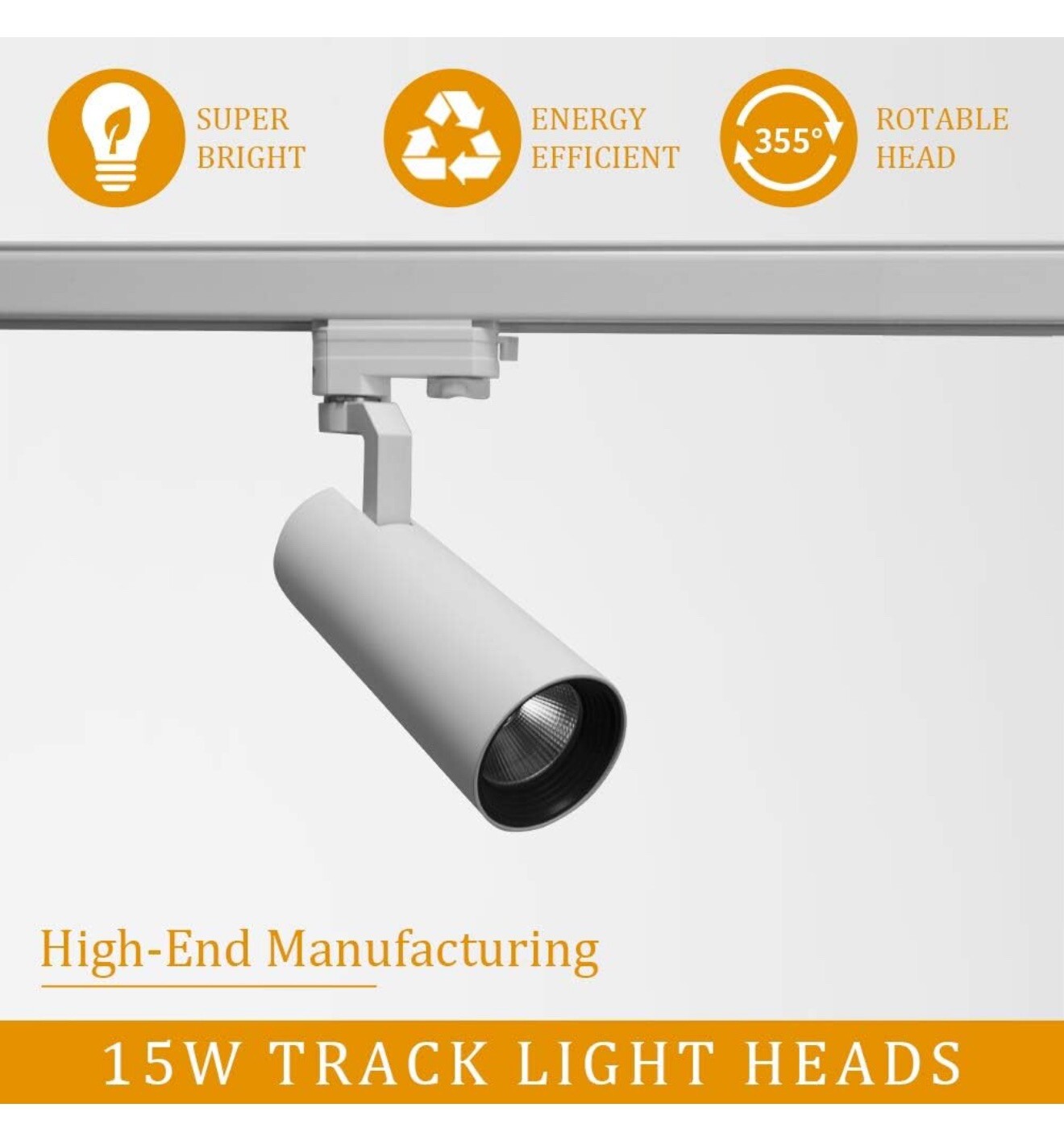 UPO LED Track Lighting Kit - 1500lm 15w 4000K 24°Beam Angle 5 Lights Incl gallery