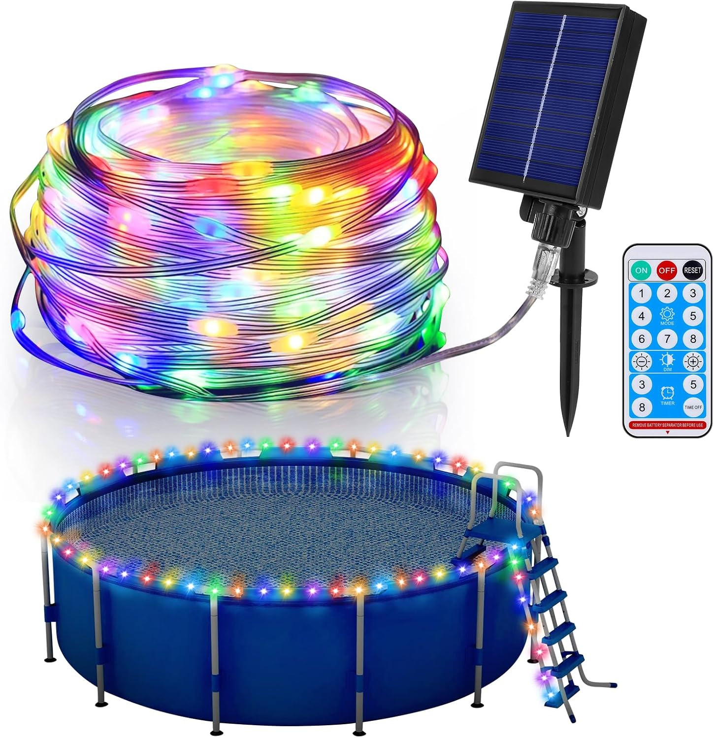 65Ft Solar Pool Lights for above Ground Pools, 180 Leds Remote IP65 Waterproo... gallery