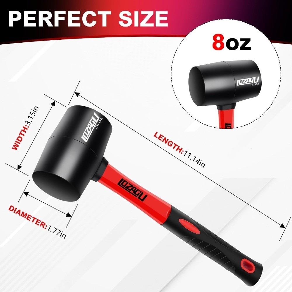 Rubber Mallet Hammer 8oz Soft Face Non Marring for Flooring Woodworking Camping gallery