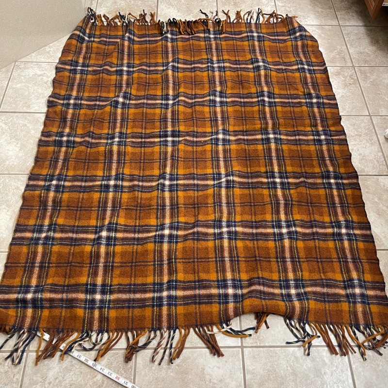 Pendleton Vintage Wool Motor Robe Throw Blanket Plaid Rust Orange Navy usa 58x48 gallery