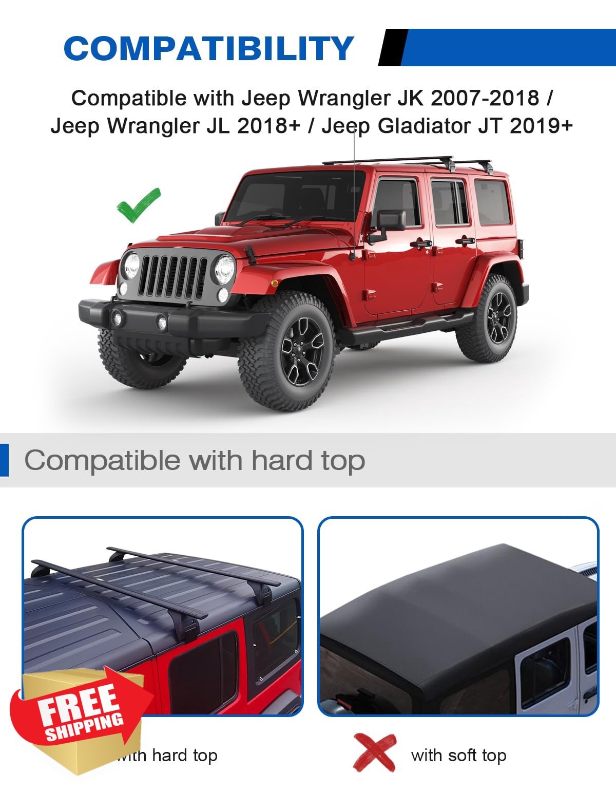 wonderdriver Roof Rack Bars Jeep Wrangler 07-26 gallery