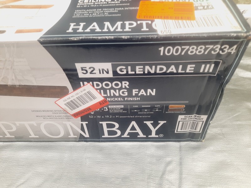 Mounting Bracket Hampton Bay Glendale III 52" Brushed Nic Ceiling Fan 1007887334 gallery
