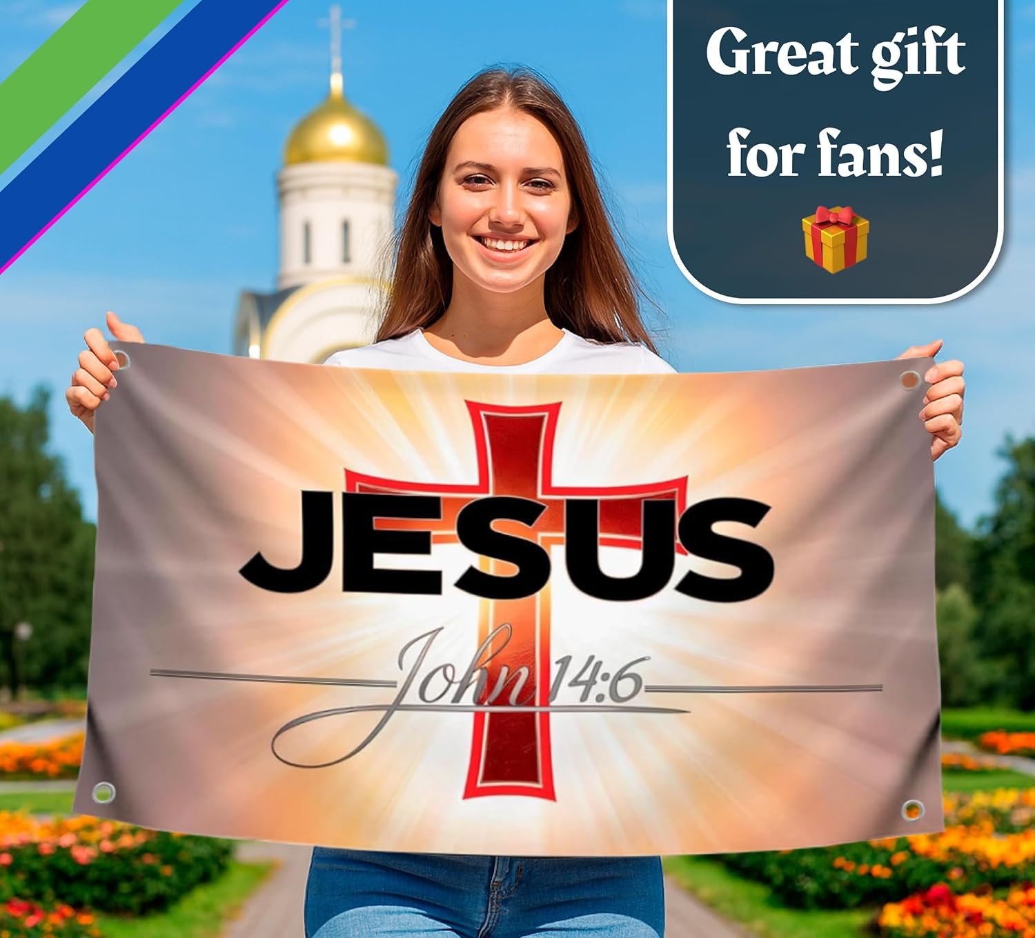 3X5 Feet Christian Polyester Flag "Jesus John 14:6" with 4 Brass Grommets - Khri gallery