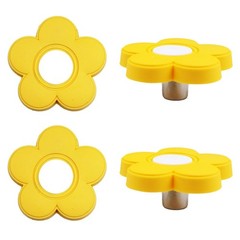 4pcs Yellow Flower Shape Knobs – Rubber Cartoon Shape Knobs for Kids’ Room, C…
