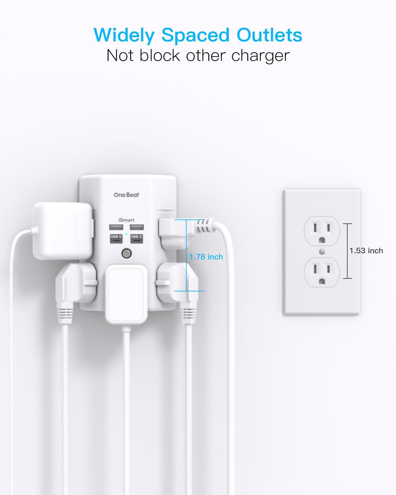 1680J 3 Side Power Strip Multi Plug Expander, Surge Protector, 5 Outlets Extende gallery