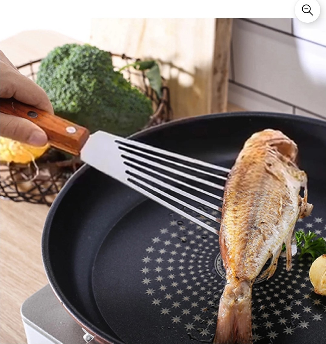 Tablecraft Fish Turner Spatula 11" Stainless Steel Wood Handle NEW on Card gallery