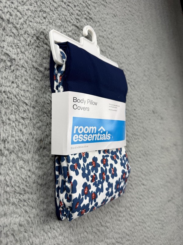 Room Essentials Body Pillow Covers 2 Pack 20x52 Navy Floral Machine Washable gallery