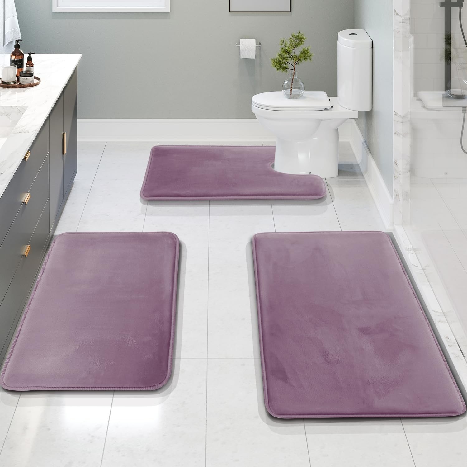 Bathroom Rugs, Velvet Memory Foam Bath Mat, Non-Slip Bath Rugs, Machine Wash,... gallery
