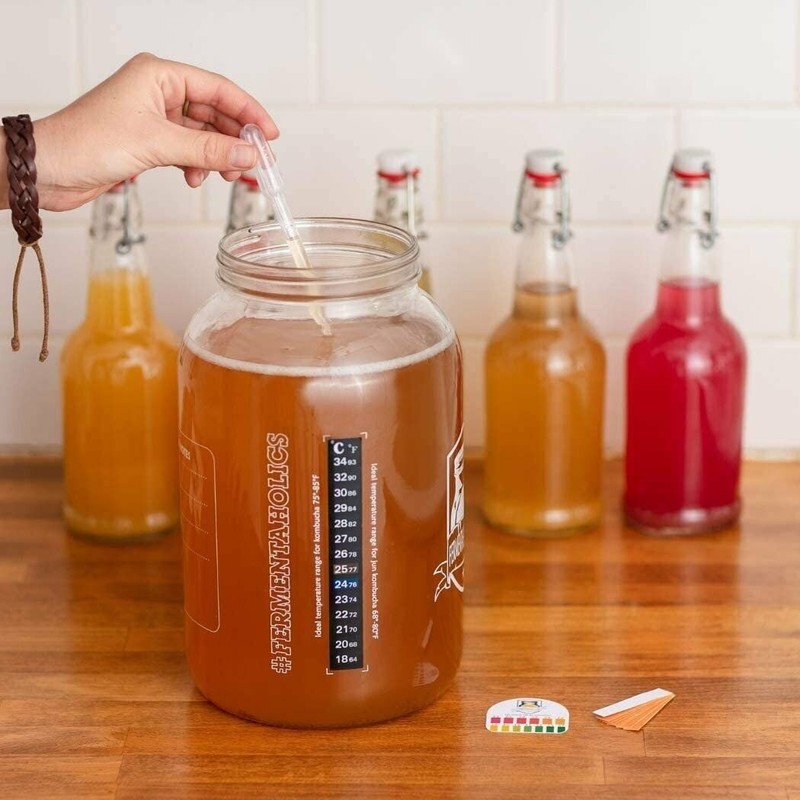 Printed Kombucha Jar Kit - Includes Jar, Muslin Cover, Rubber Band, Marker gallery