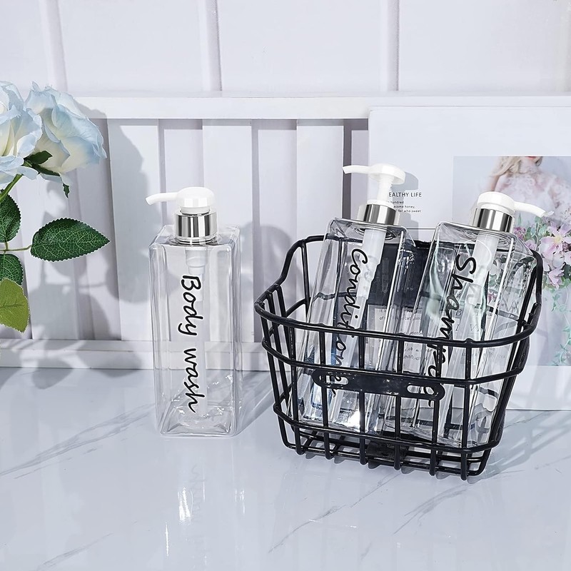 21oz Shampoo Dispenser - Refillable Shampoo and Conditioner Bottles (Clear, S... gallery