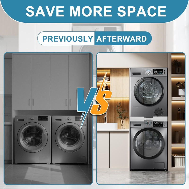 Universal Washer Dryer Stacking Kit with Sliding Shelf, Adjustable 21"– 27" gallery