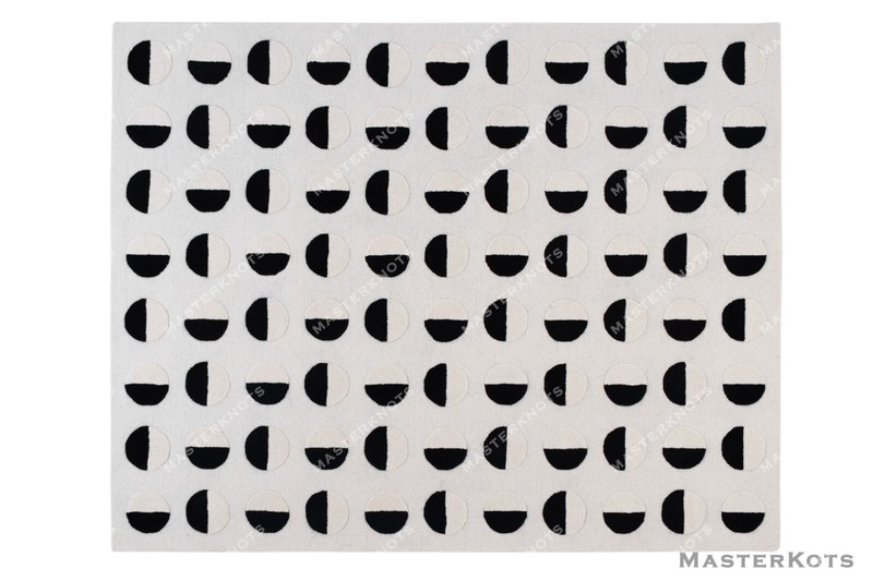 Lunar Eclipse Black & White Hand Tufted 100% Wool Soft Area Rug Carpet. gallery