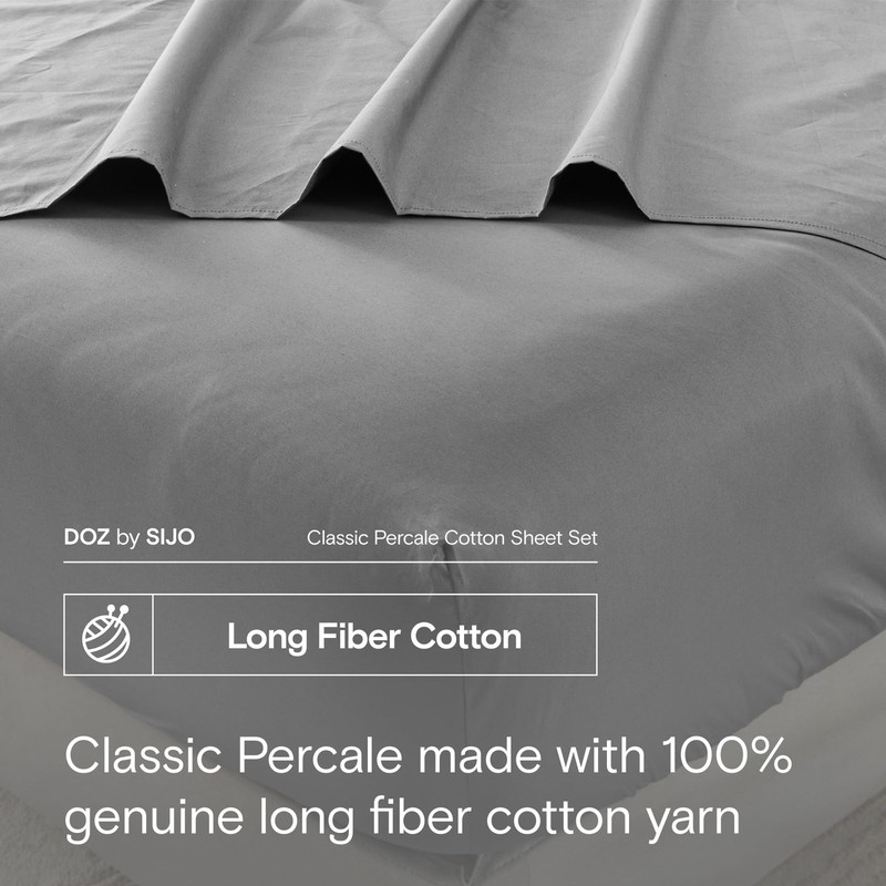 DOZ 100% Long Staple Cotton Sheet Sets, Classic Crisp Percale Weave, Breathab... gallery