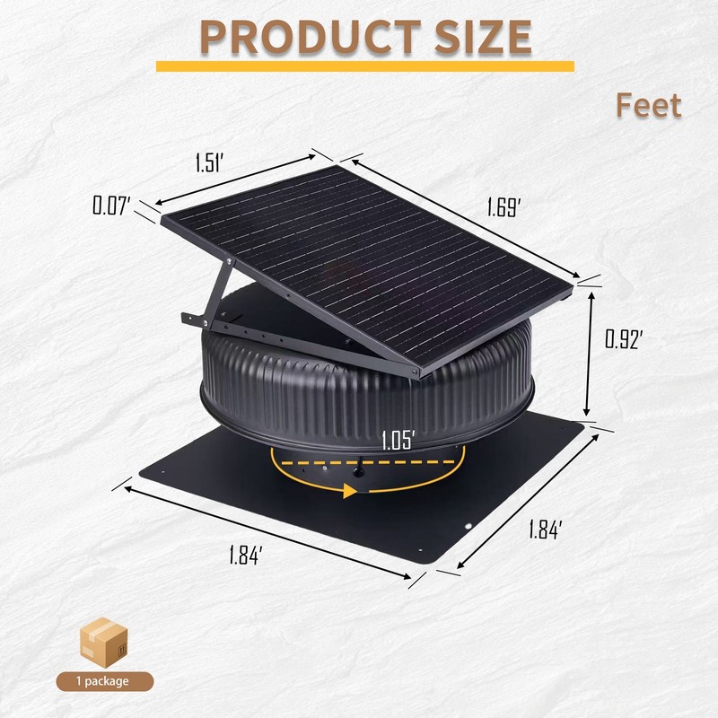 12" Adjustable Remote Solar Roof Vent Fan,42W Dual Power Attic Exhaust Fan gallery