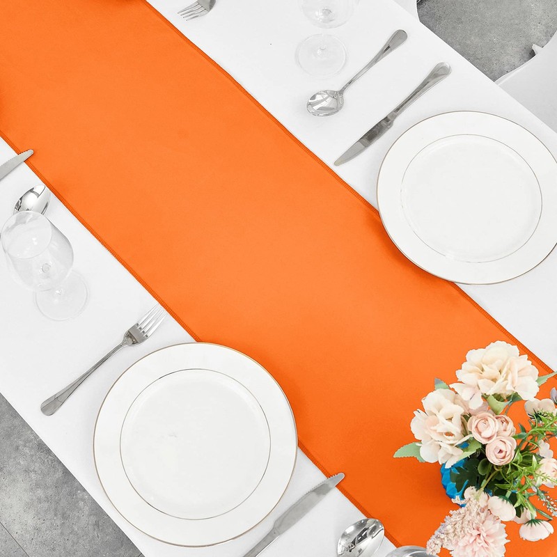Orange Satin Table Runner 4-Pack 12x108 Inch Long Silk for Wedding Banquet gallery