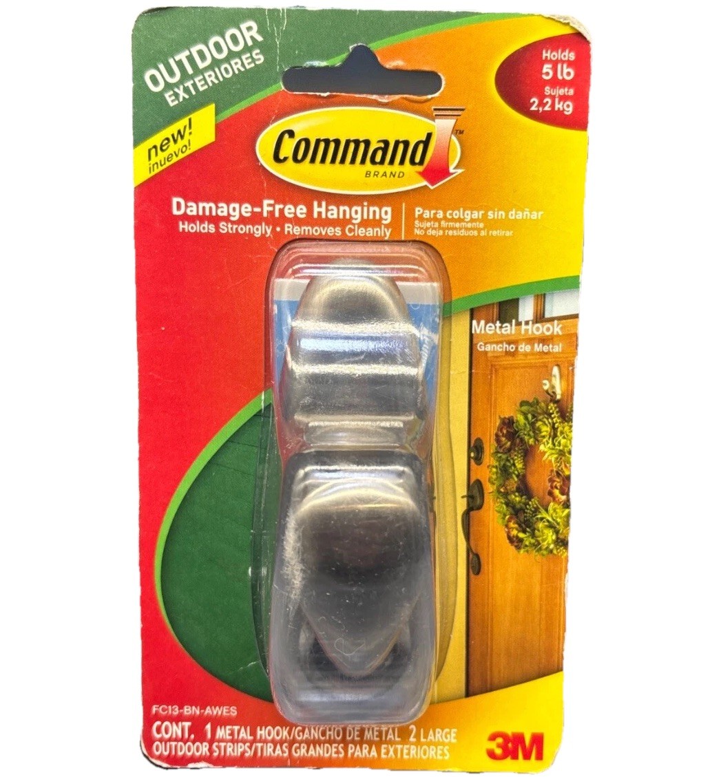 3M Command Outdoor Large Metal Hook, Foam Strips, 5Lb Hold {Wall 1} gallery