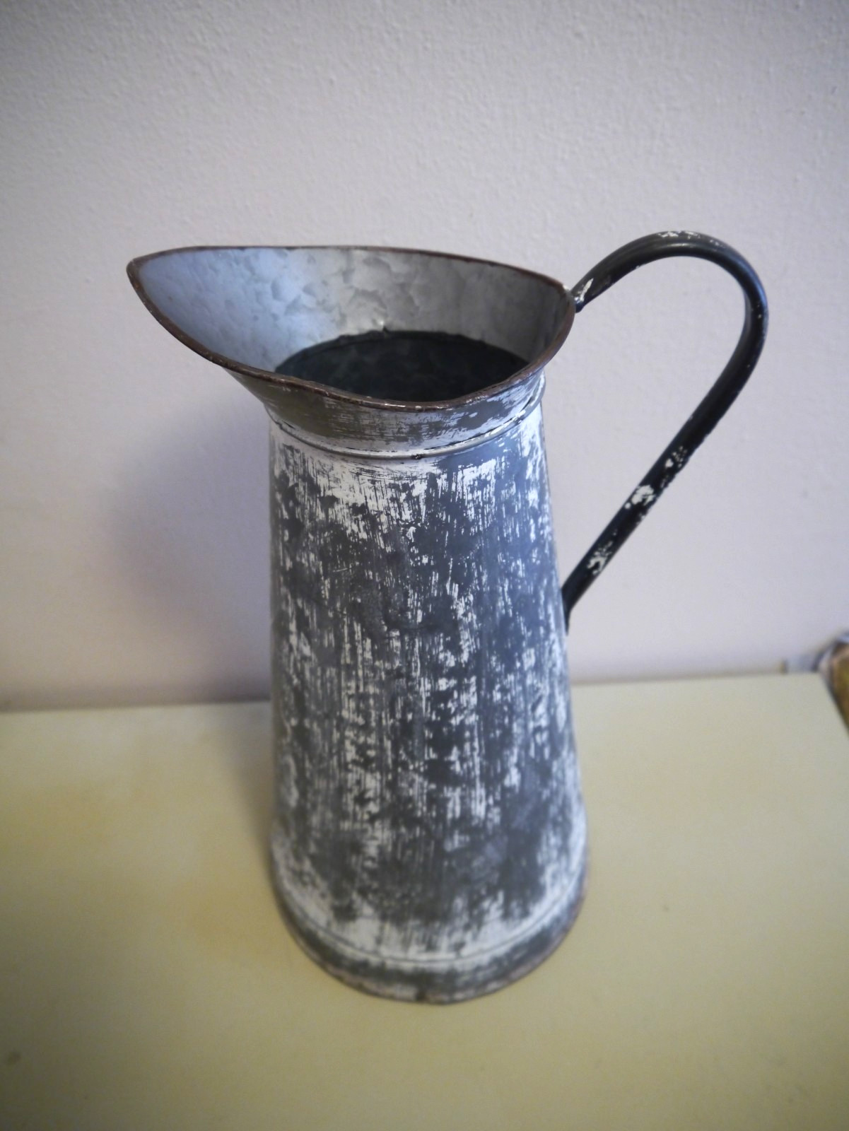 French Watering Can Galvanized Tin, White Washed, 14" high x 8" w gallery