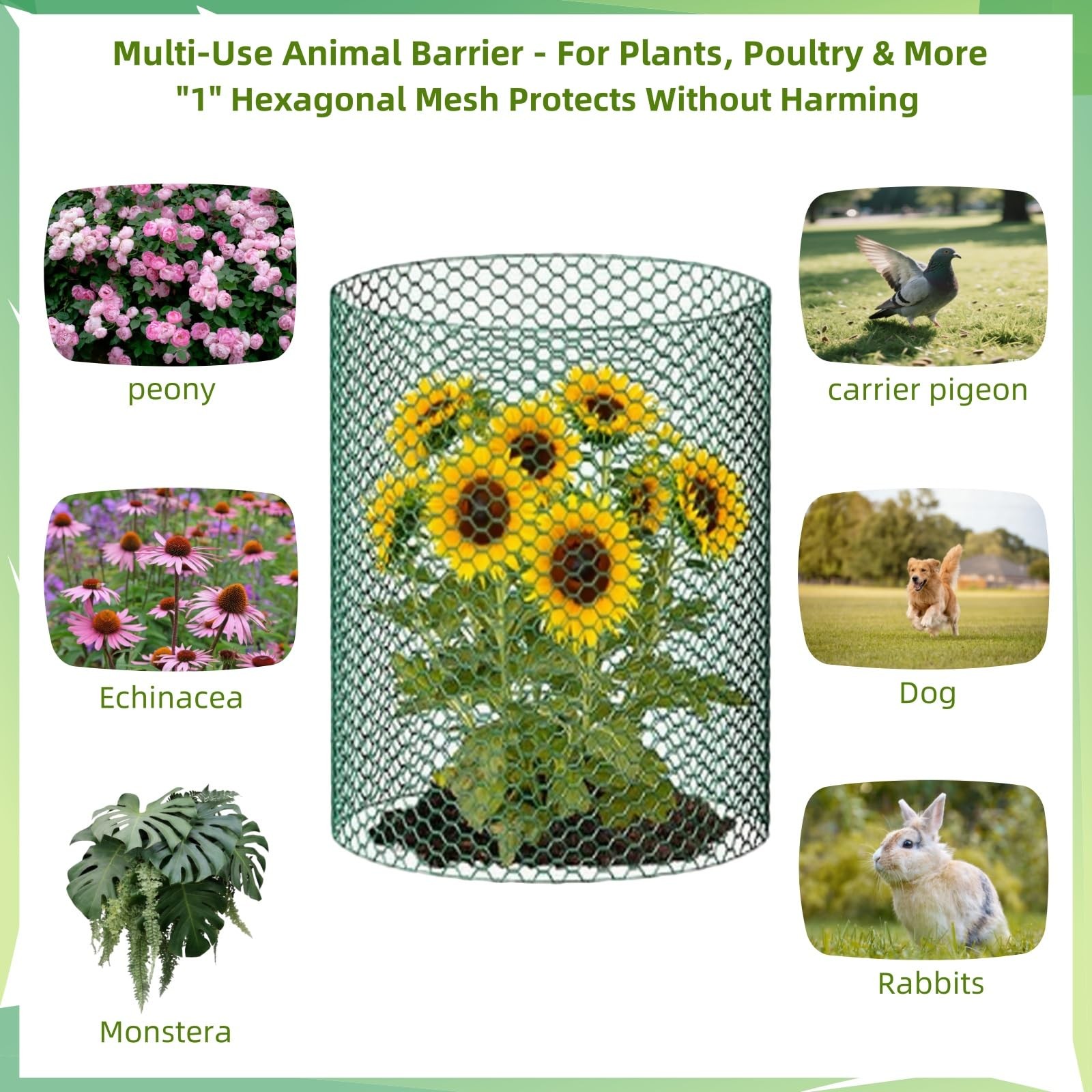 Green PVC Chicken Wire set 15.7x87 In Mesh Fence for Garden Protection gallery