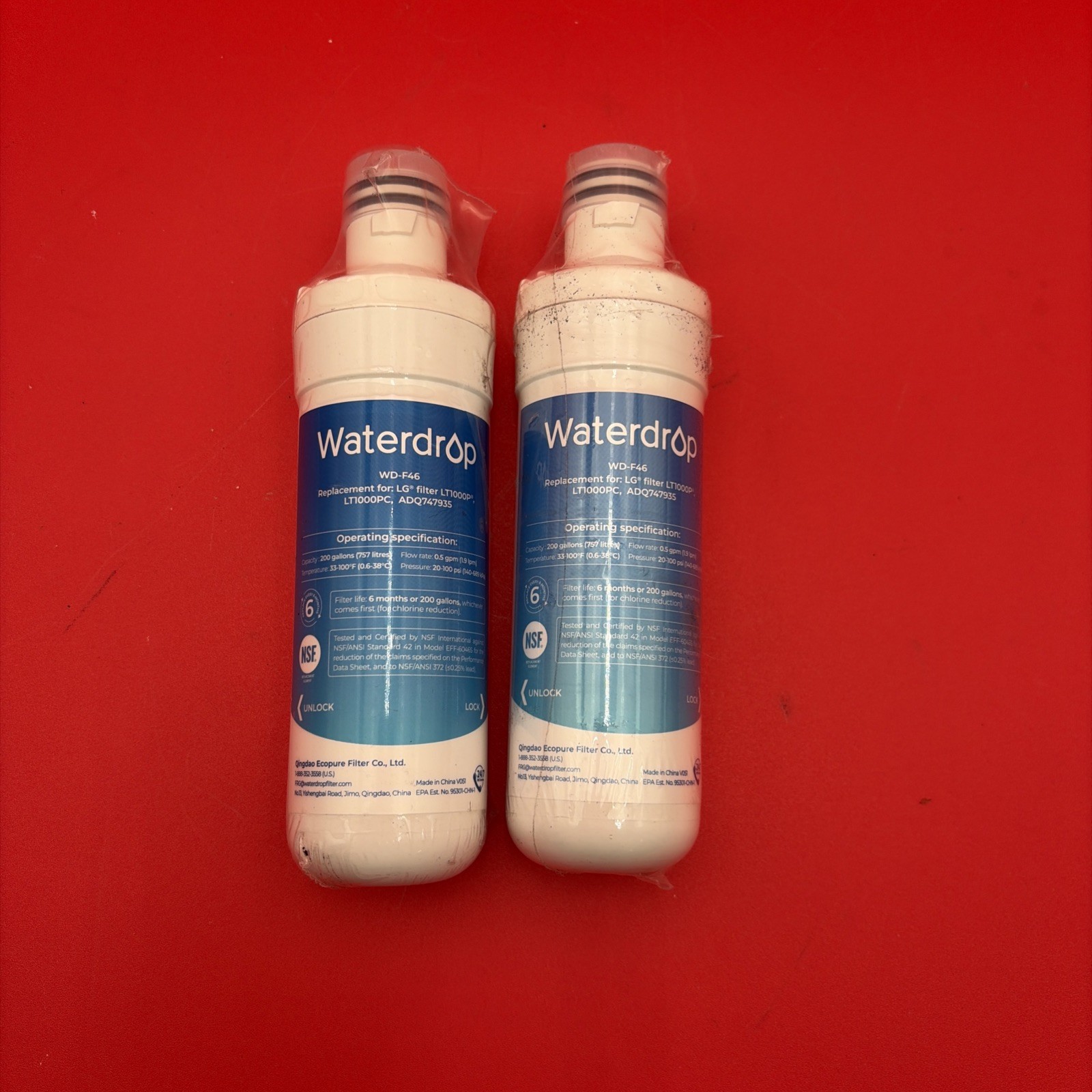 NEW 2 pack Waterdrop Replacement Filter For LG Model: WD-F46 Sealed gallery