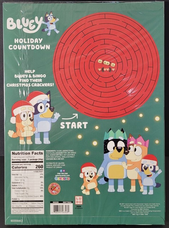 Bluey Holiday (3-PACK) Countdown Calendar Galerie 72 Milk Chocolates BB 08/2026 gallery