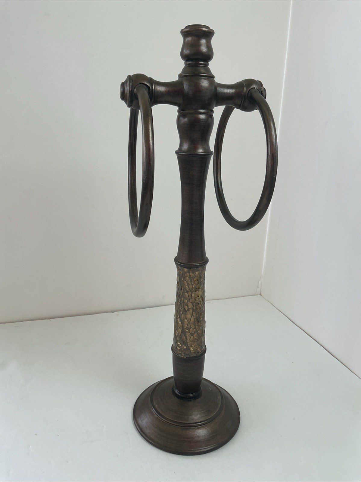 Countertop Towel Holder/Bathroom/Double Rings/Brushed Gold/14 1/2” Tall gallery