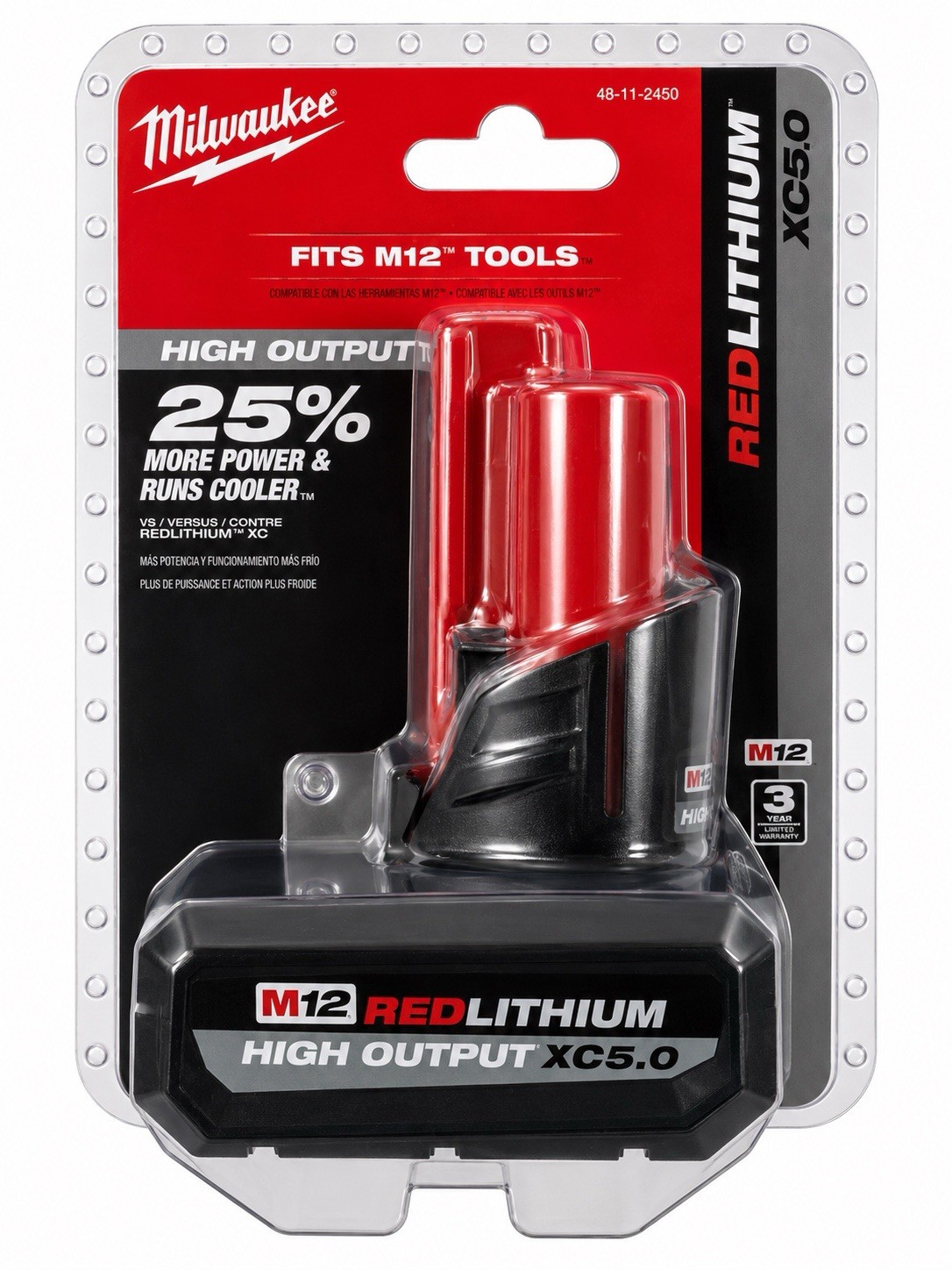 Milwaukee M12 REDLITHIUM HIGH OUTPUT XC5.0 12V 5Ah Li-Ion Battery 48-11-2450 gallery
