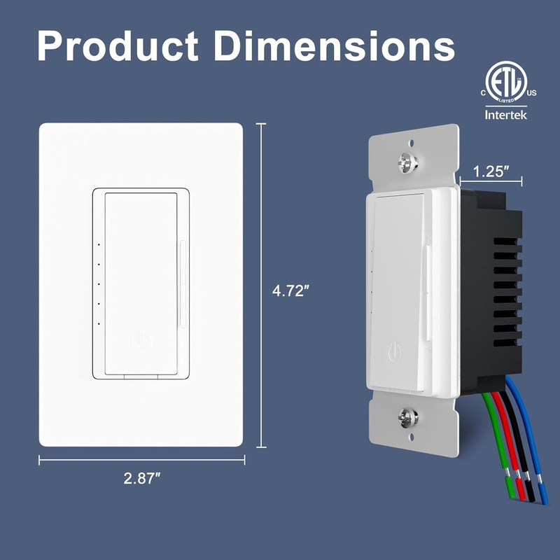 6 Pack Digital Dimmer Light Switch Single Pole/3-Way LED Dimmer ETL Listed White gallery