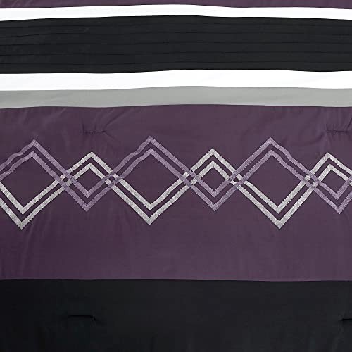 Arden 7-Piece Modern Pleated Stripe Embroidered Queen Purple/Black/Gray/White gallery