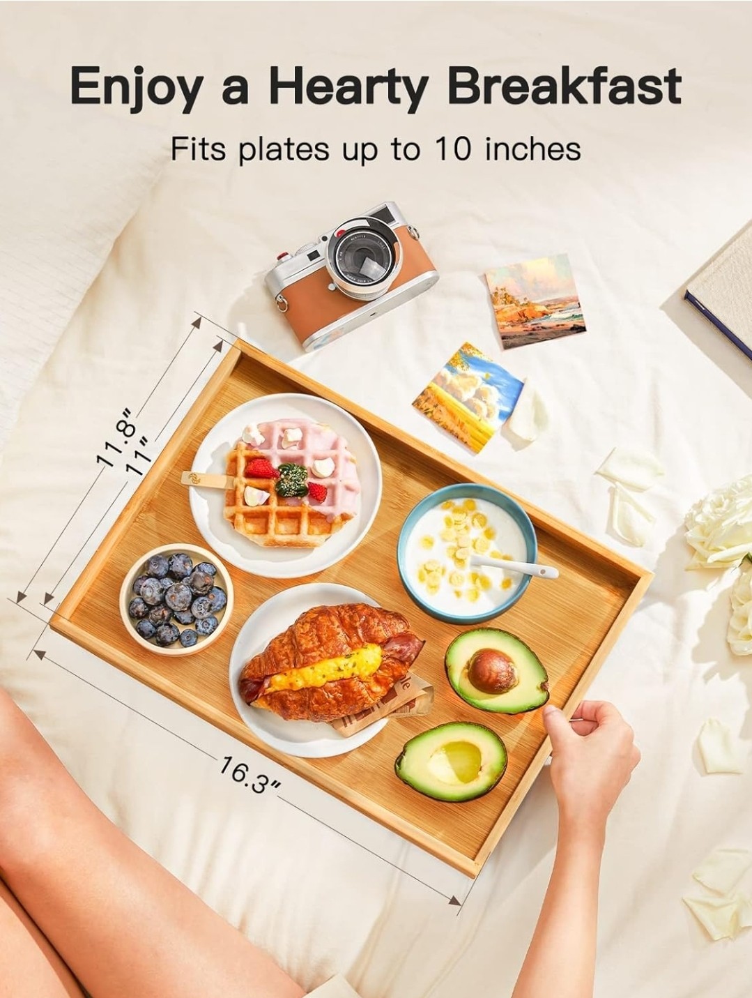 Bamboo Breakfast Bed Tray Table with Folding Legs gallery