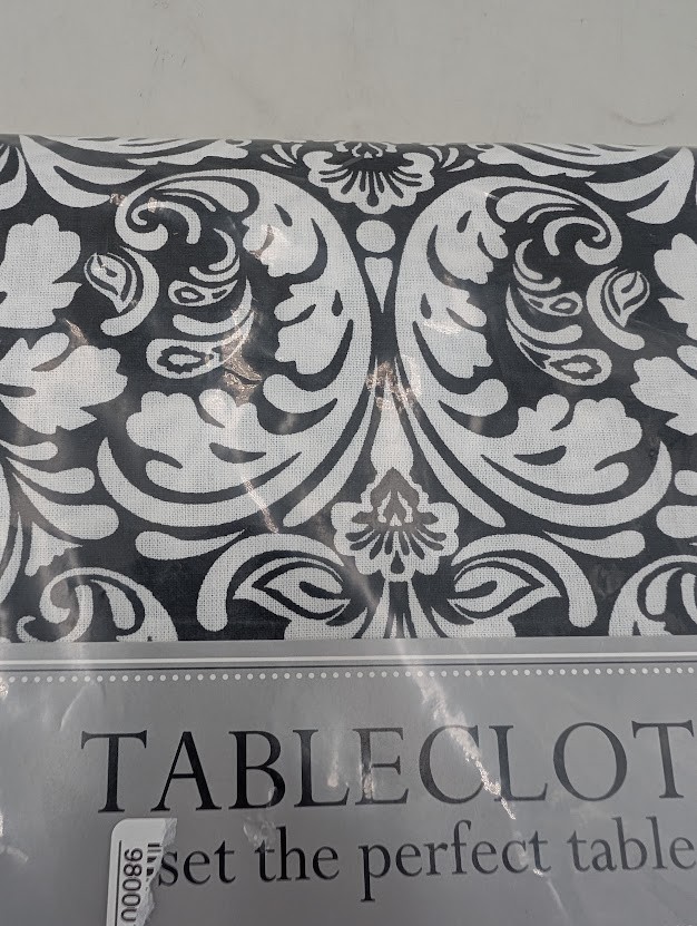 70" Black White DAMASK ROUND TABLECLOTH gallery