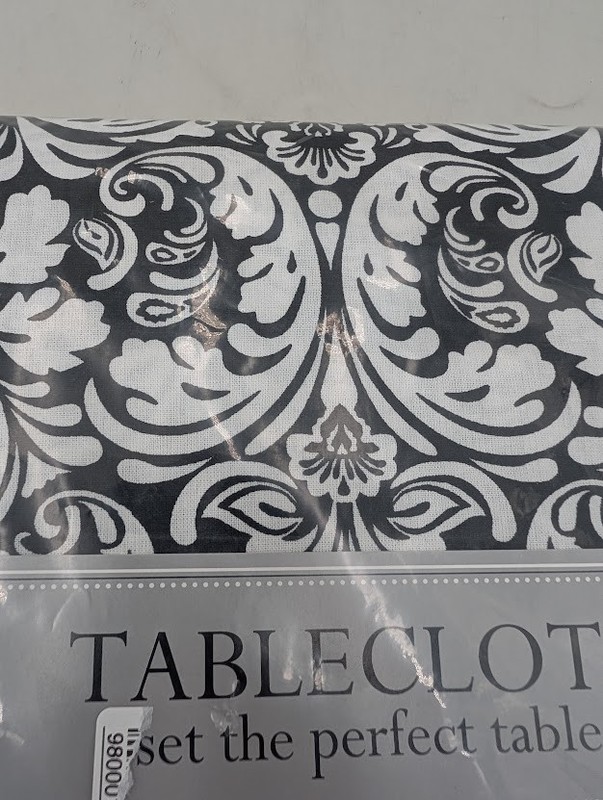 70" Black White DAMASK ROUND TABLECLOTH gallery
