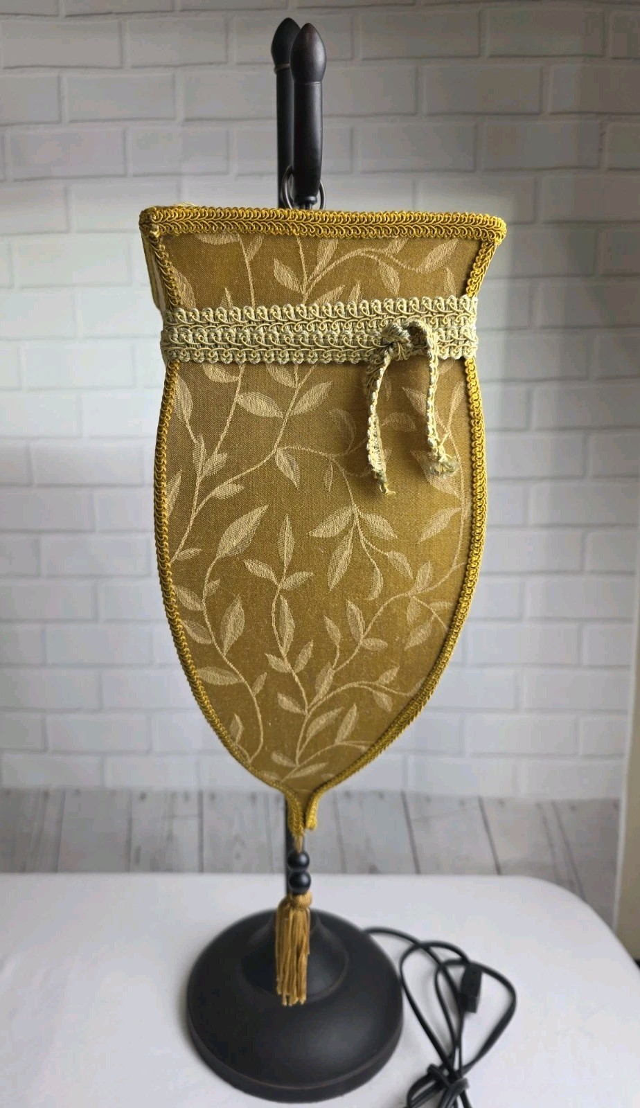 Pottery Barn Medina Style Lamp With Gold Fabric Shade gallery