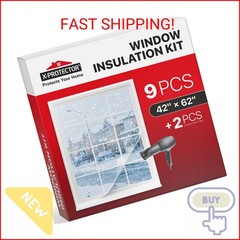 X-Protector Window Insulation for Winter – 9 Pack 42in x 62in – Clear Window Ins