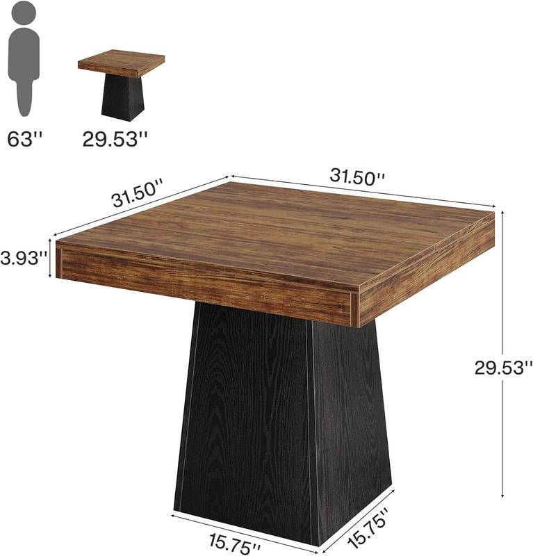 31.5'' Square Dining Table for 4 People, Farmhouse Kitchen Table for Dining Room gallery