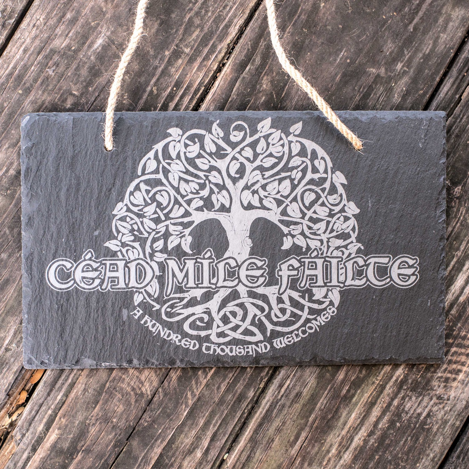 Sign - Slate - Cead Mile Failte - 12x7in gallery