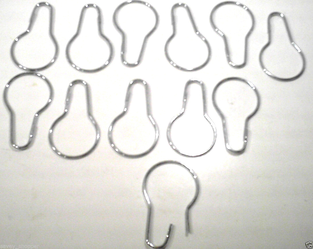 SHOWER HOOKS 12 PC. CHROME PLATED SHOWER CURTAIN HOOKS, RINGS gallery