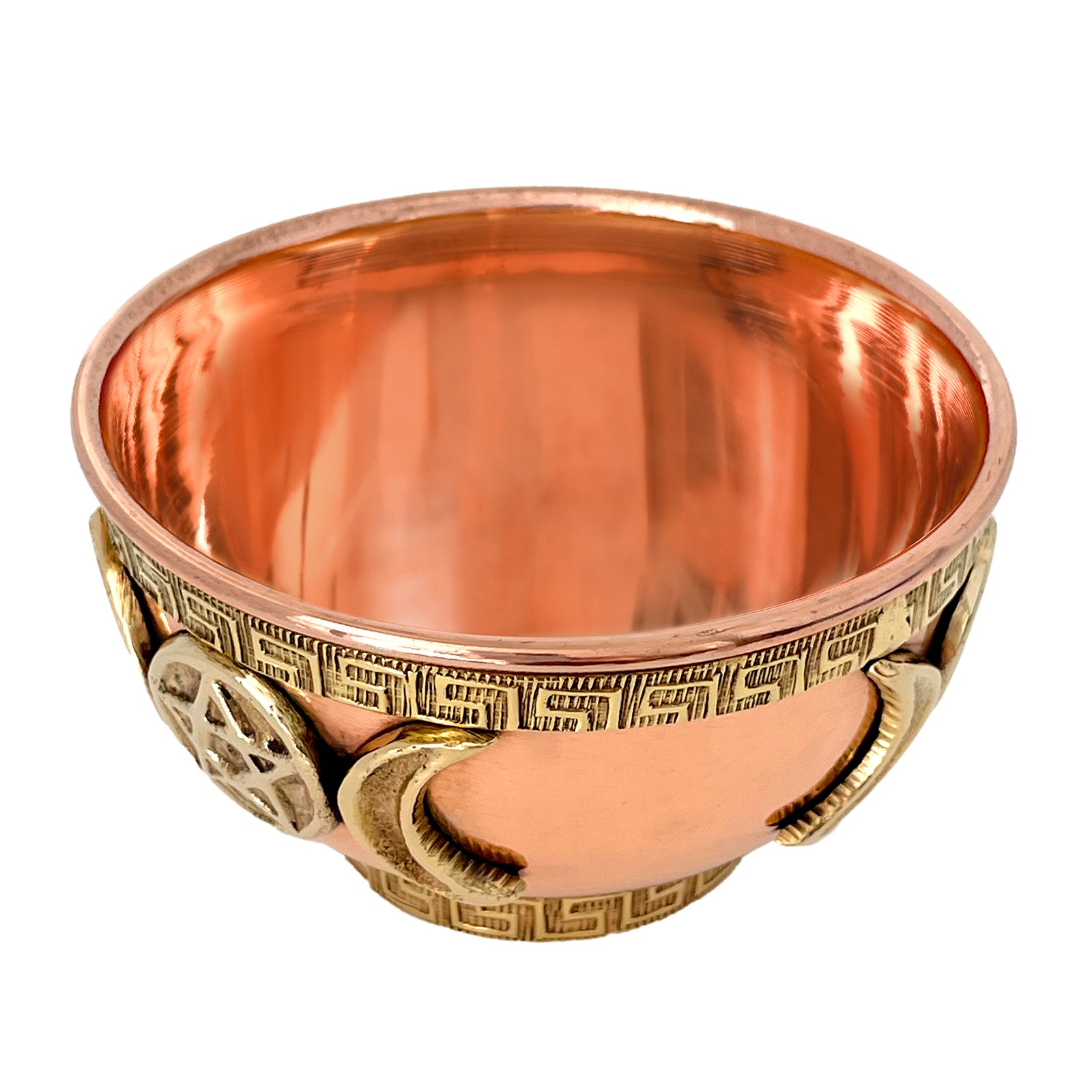 Triple Moon Copper Offering Bowl for Altar Use, Rituals, Incense, Smudging, and gallery